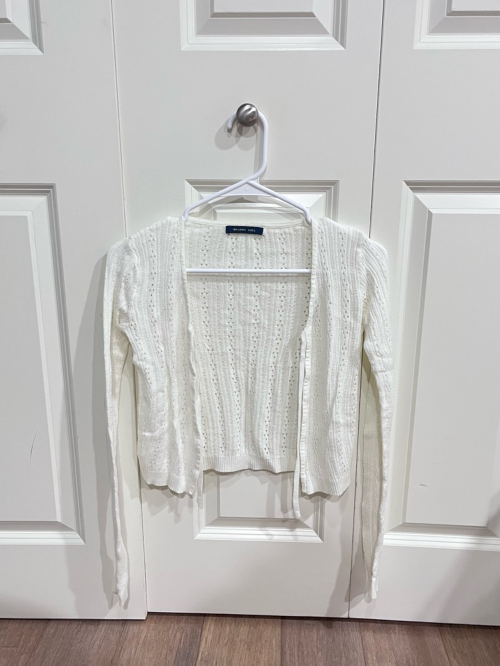 Brandy Melville Cream Open-Front Cable Knit Cardigan